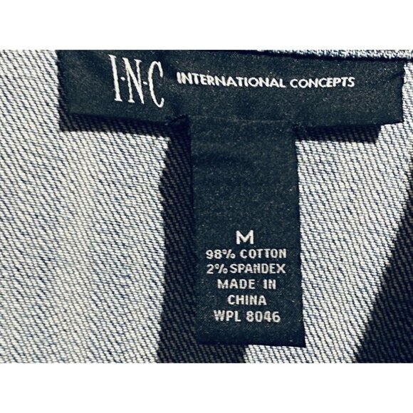 INC International Concepts Jacket Womens Medium Denim Rhinestone Skull Boho - Picture 5 of 6